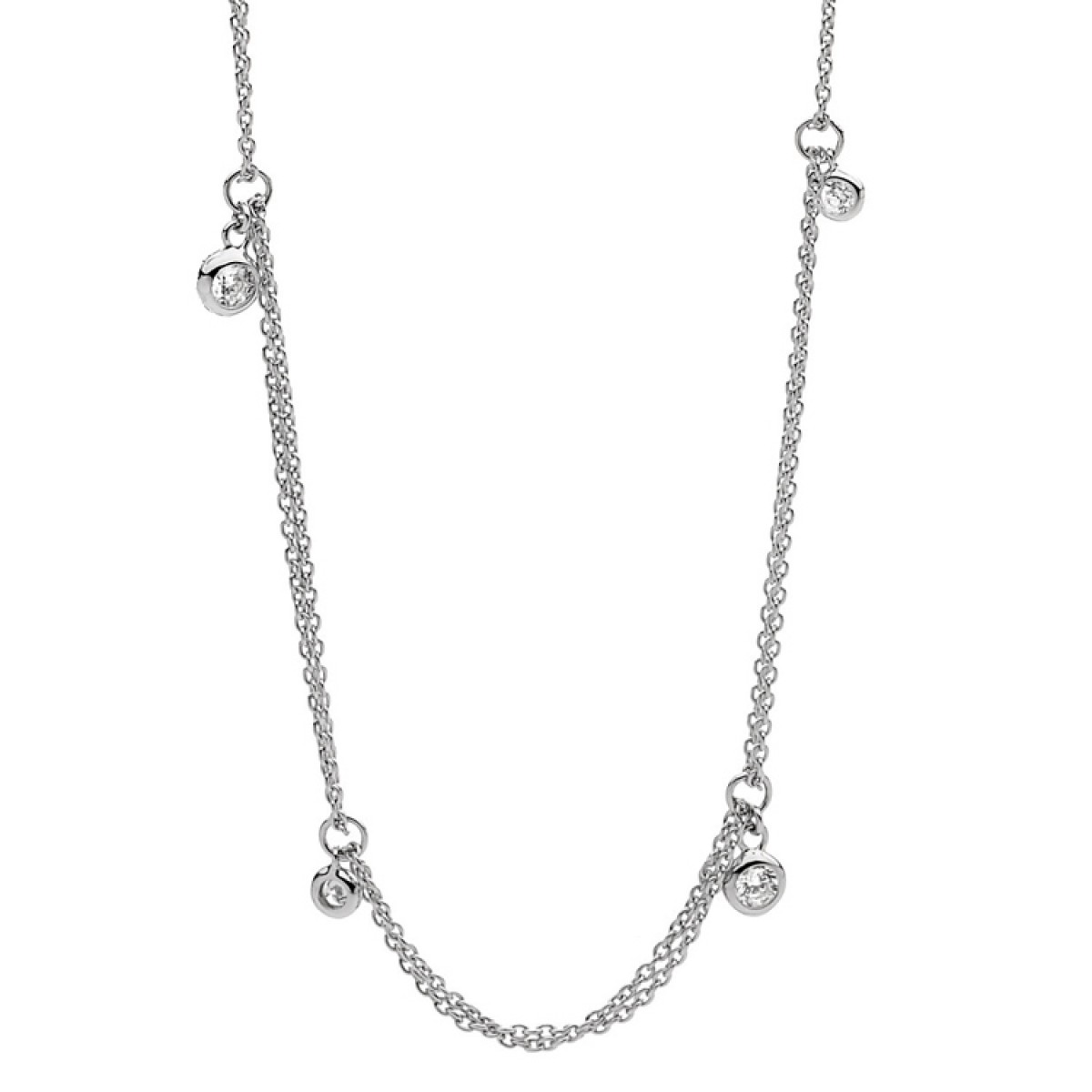 Jewellery Domain | Sterling Silver Double Chain And Bezel Set Cubic ...