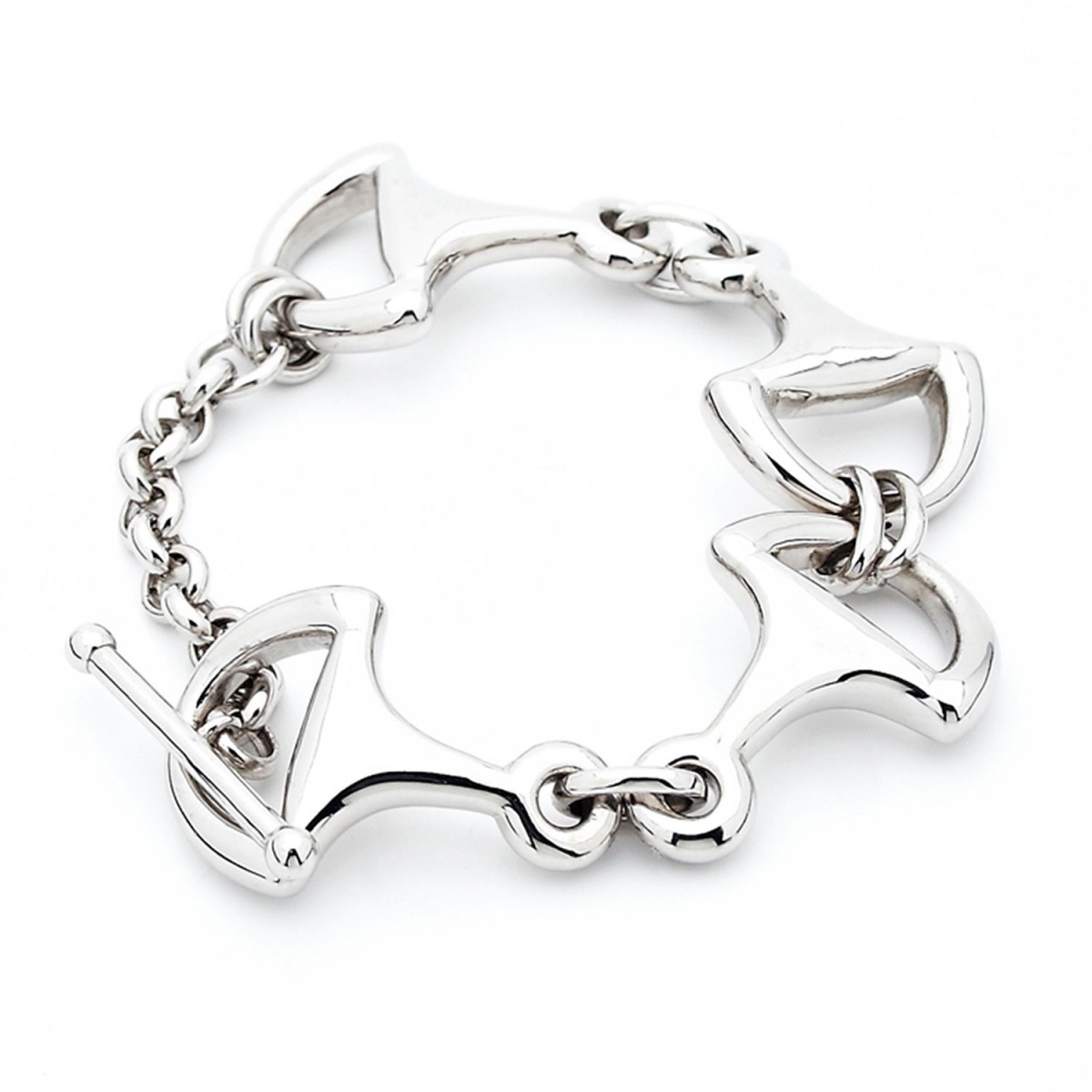 Jewellery Domain | Bridle Links Sterling Silver T-bar Bracelet - B6021